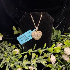 Heart Pendant with Moissanite Baguettes 22in Chain